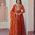 Orange color fendi silk zari sequins work gown dupatta