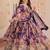 Purple color digital printed with sequins work russian silk gown dupatta