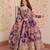 Purple color digital printed with sequins work russian silk gown dupatta