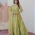 Pista green color sequins multi embroidered work gold crush gown dupatta