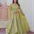 Pista green color sequins multi embroidered work gold crush gown dupatta