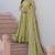 Pista green color sequins multi embroidered work gold crush gown dupatta