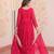 Pink color zari sequins embroidered georgette gown dupatta