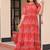 Red color faux georgette printed flair gown