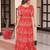 Red color faux georgette printed flair gown