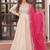 Pink color embroidered cosmos weaving jacquard gown dupatta