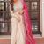 Pink color embroidered cosmos weaving jacquard gown dupatta