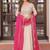 Pink color embroidered cosmos weaving jacquard gown dupatta