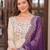 Purple color embroidered cosmos weaving jacquard gown dupatta