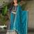 Rama bue color zari sequins embroidered georgette gown dupatta