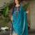 Rama bue color zari sequins embroidered georgette gown dupatta