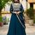 Rama blue color multi thread sequins embroidered georgette gown dupatta