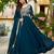 Rama blue color multi thread sequins embroidered georgette gown dupatta