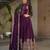 Wine color zari sequins embroidered georgette gown dupatta