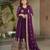 Wine color zari sequins embroidered georgette gown dupatta