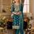 Teal chinon silk semi stitched wedding suits