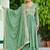 Light green color vichitra silk zari thread embroidered gown dupatta