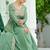 Light green color vichitra silk zari thread embroidered gown dupatta