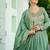 Light green color vichitra silk zari thread embroidered gown dupatta