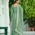Light green color vichitra silk zari thread embroidered gown dupatta
