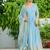 Sky blue color embroidered work georgette gown with dupatta