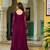 Wine color beads embroidered work georgette gown dupatta