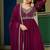 Wine color beads embroidered work georgette gown dupatta