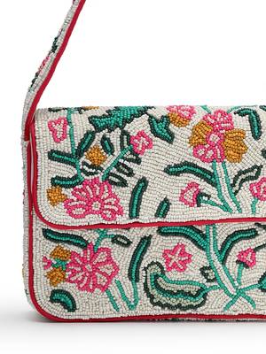 beaded botanica ivory & multi canvas floral & vine motifs embroidered clutch 8