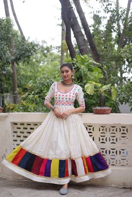 White roman silk blend thread work gota lace embellished work gown 5