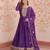 Purple color zari sequins embroidered work georgette gown