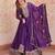 Purple color zari sequins embroidered work georgette gown