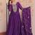 Purple color zari sequins embroidered work georgette gown