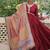 Maroon color roman silk mirror lace work gown with printed dupatta