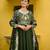 Green color thread embroidered work vichitra silk gown dupatta