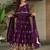 Purple color zari sequins embroidered work georgette gown dupatta