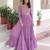Purple color zari sequins embroidered work georgette gown dupatta