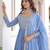 Sky blue color zari sequins embroidered work georgette gown dupatta