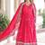 Pink color zari sequins embroidered work vichitra silk gown dupatta