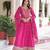 Pink color zari sequins embroidered work georgette gown dupatta