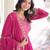 Pink color zari sequins embroidered work georgette gown dupatta