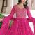 Pink color zari sequins embroidered work georgette gown dupatta