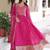 Pink color zari sequins embroidered work georgette gown dupatta