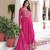 Pink color zari sequins embroidered work georgette gown dupatta