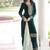 Green color zari sequins embroidered work velvet top pant dupatta