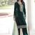 Green color zari sequins embroidered work velvet top pant dupatta