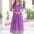Purple color thread zari sequins work vichitra silk gown with koti