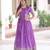 Purple color thread zari sequins work vichitra silk gown with koti