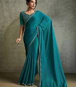 Captivating Green Chiffon Festive Wear Saree With Diamond Work Blouse