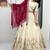 Cream Heavy Work Lehenga Choli with Grand Maroon Dupatta and 4-Side Lace Cutwork