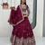 Wine Vichitra Silk Embroidered Lehenga Choli with Heavy Thread Sequence Work and Matching Designer Dupatta